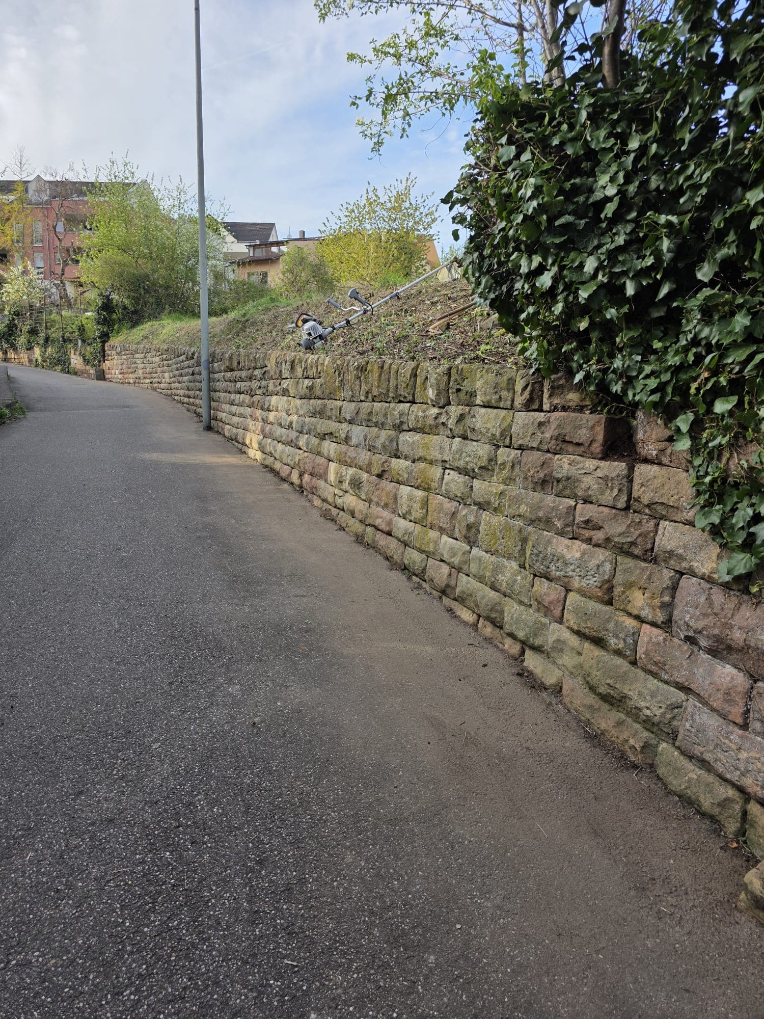 Steinwand-Reinigung – vorher